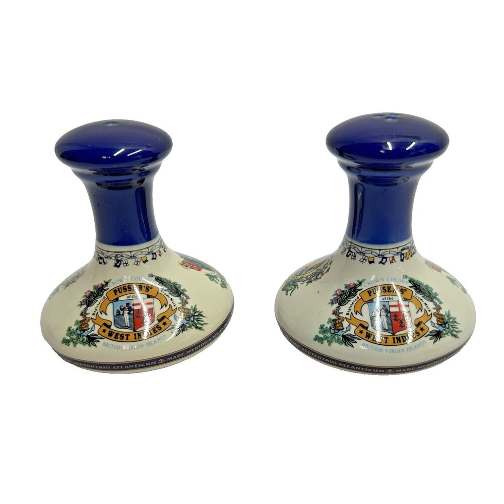 Vtg Pusser's of the West Indies porcelain salt & pepper shakers Virgin Islands